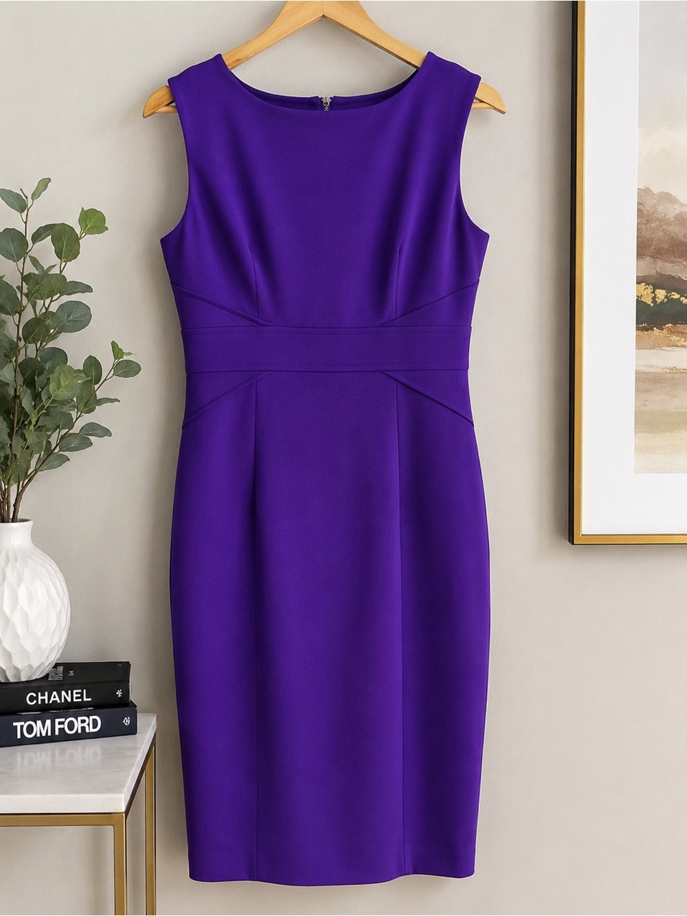 Maggy London Purple Sheath Dress Size 10 Stretch Cocktail Career